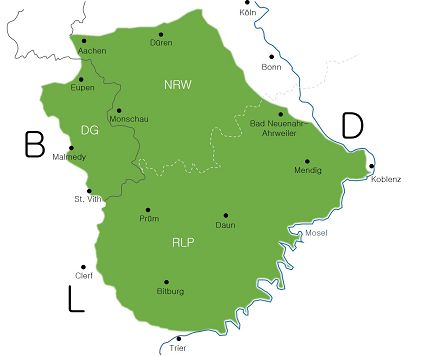 EIFEL Arbeitgeber - Karte der Eifel EIFEL Arbeitgeber - Karte der Eifel